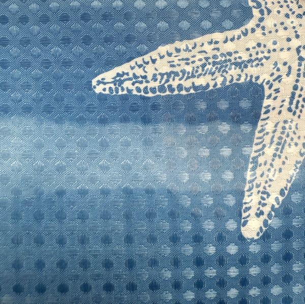 72" x 72" - Blue Fabric Textured Glam luxury Shower Curtain With 12 Metal Roller Ball Hooks