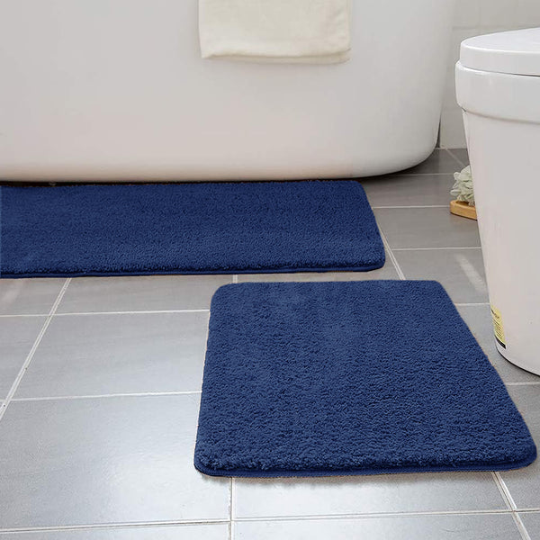 Large 2 Piece Light Grey Microfiber Soft Thick Plush Bath Mat Set