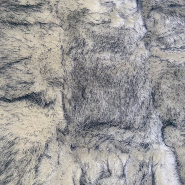 2-Tone Navy White Soft Fluffy Shag Faux Sheepskin Fur Area Rug - 2'x3' Feet