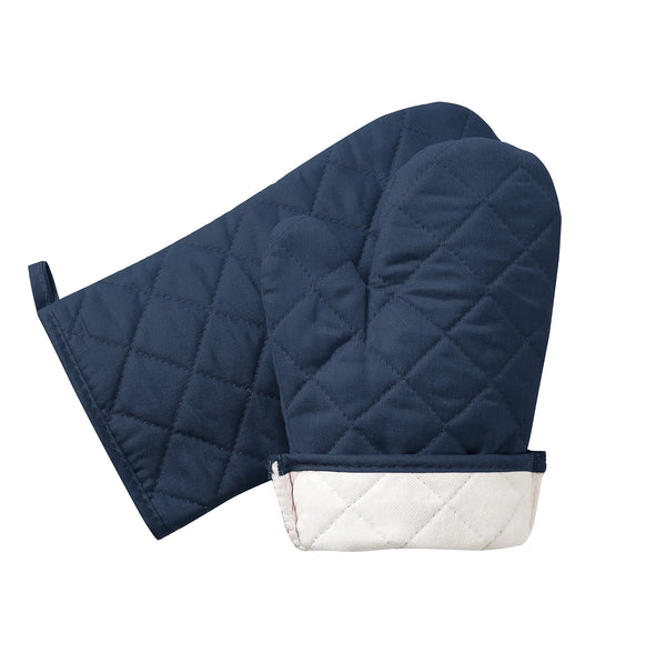 Navy Blue Heat Resistant Thick Soft Quilted Lining Kitchen Oven Glove Mitts