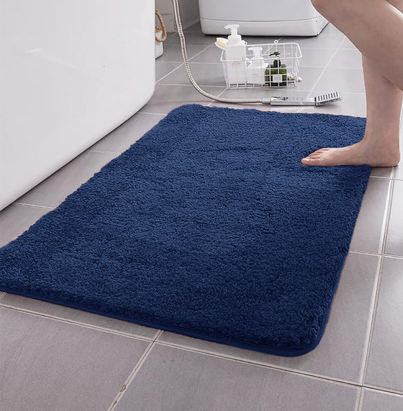 Large 2 Piece Light Grey Microfiber Soft Thick Plush Bath Mat Set