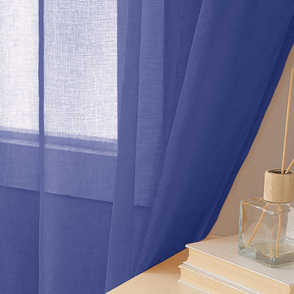 1 Piece Navy Blue Sheer Rod Pocket Window Curtain Panel - 84" Inches Long