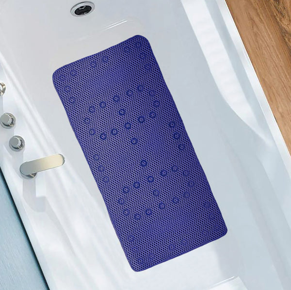 Navy Blue Non-Slip Foam Bathtub Shower Mat With Suction Cups