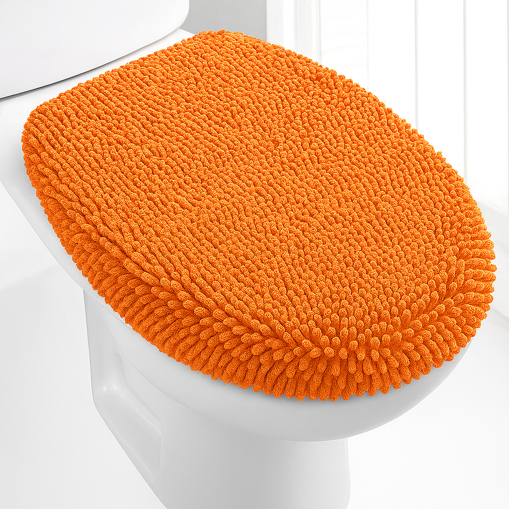 18"x21" - Orange Soft Cozy Plush Chenille Toilet Seat Cover