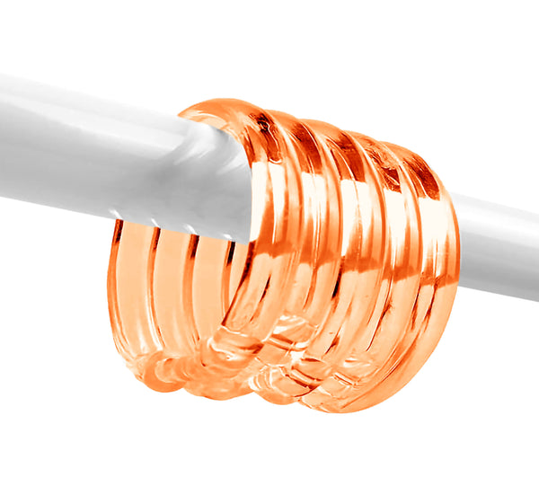 12 Piece Premium Plastic Orange Shower Curtain Hooks Rings Round 2.3" Inches