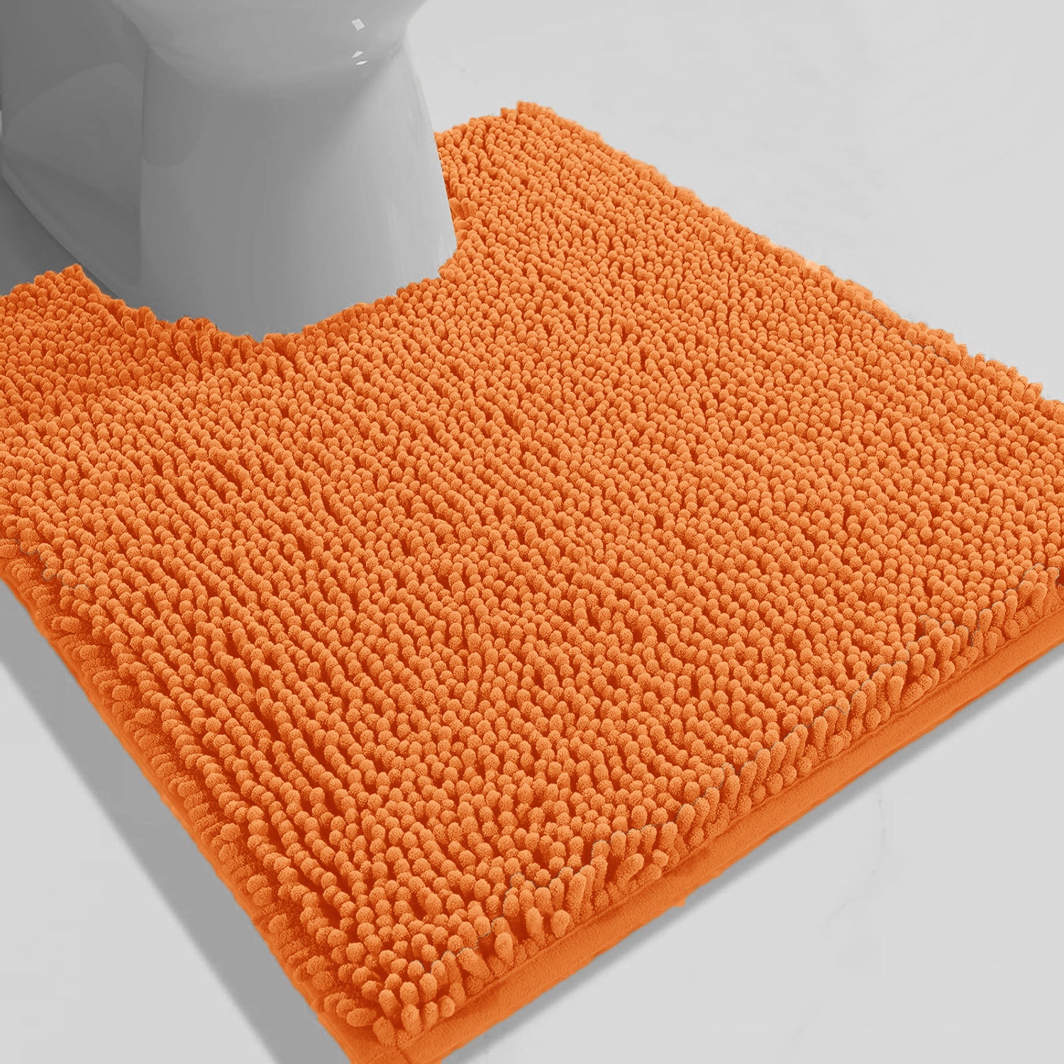 Orange Soft Cozy Plush Chenille Contour Bath Mat Bathroom Rug