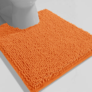 Orange Soft Cozy Plush Chenille Contour Bath Mat Bathroom Rug