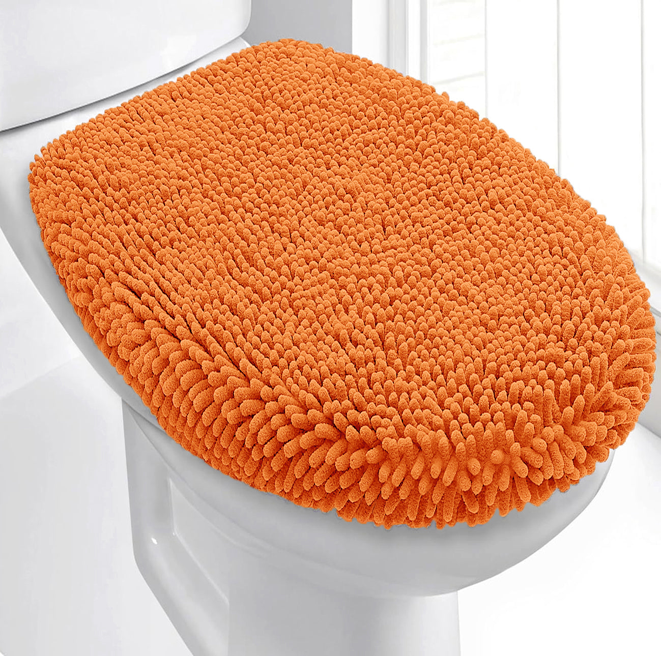 18"x21" - Orange Soft Cozy Plush Chenille Toilet Seat Cover