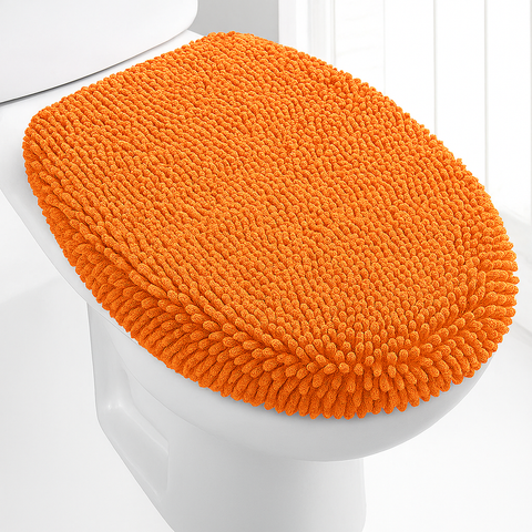 18"x21" - Orange Soft Cozy Plush Chenille Toilet Seat Cover
