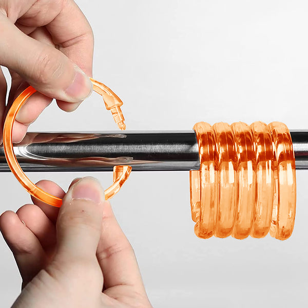 12 Piece Premium Plastic Orange Shower Curtain Hooks Rings Round 2.3" Inches