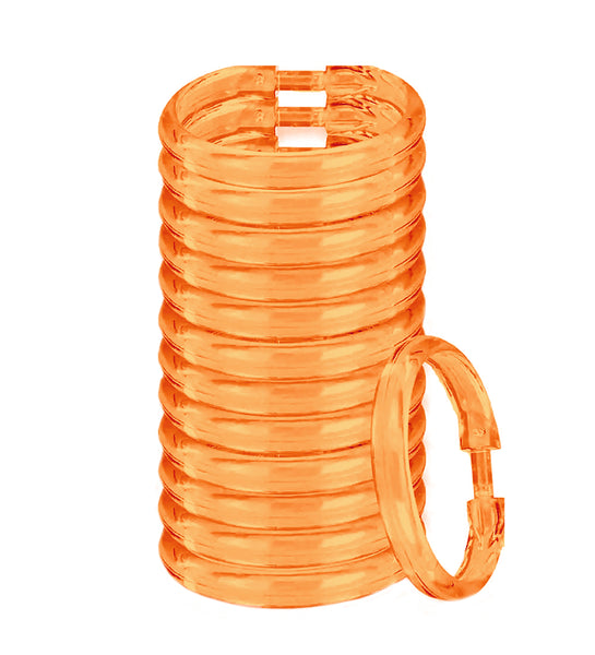 12 Piece Premium Plastic Orange Shower Curtain Hooks Rings Round 2.3" Inches