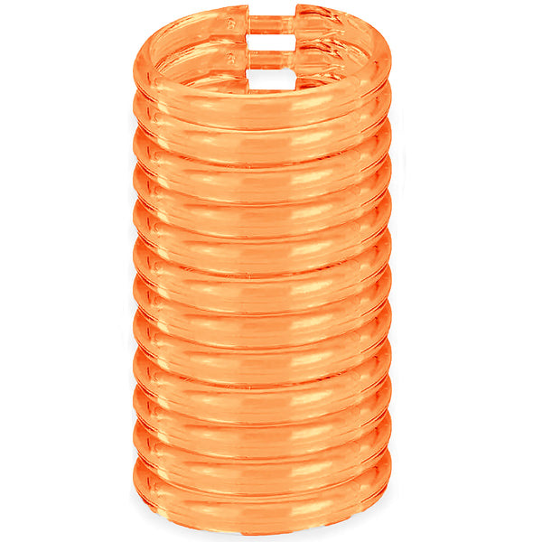 12 Piece Premium Plastic Orange Shower Curtain Hooks Rings Round 2.3" Inches