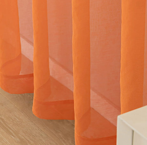 1 Piece Orange Sheer Rod Pocket Window Curtain Panel - 63" Inches Long