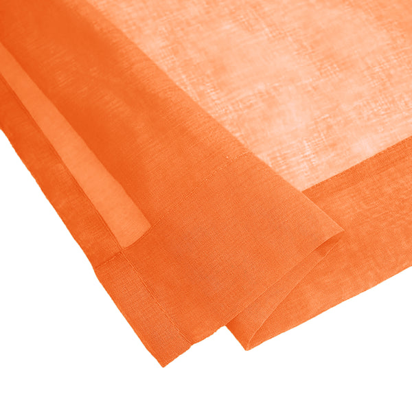 84" Inches Long - Orange Sheer Window Rod Pocket Curtain Set (2 Panels)