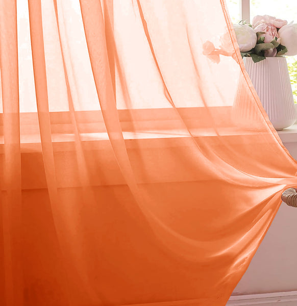 1 Piece Orange Sheer Rod Pocket Window Curtain Panel - 63" Inches Long