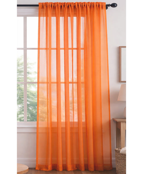 1 Piece Orange Sheer Rod Pocket Window Curtain Panel - 90" Inches Long