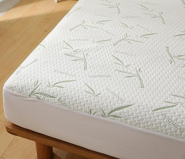 California King Cal-King Size Jacquard Quilted Bamboo Mattress Pad Fitted Elastic Cover Protector - Stretches up 18" Inches