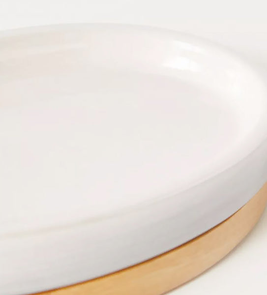 White Beige Bamboo Diatomite Soap Dish - 2 Pack