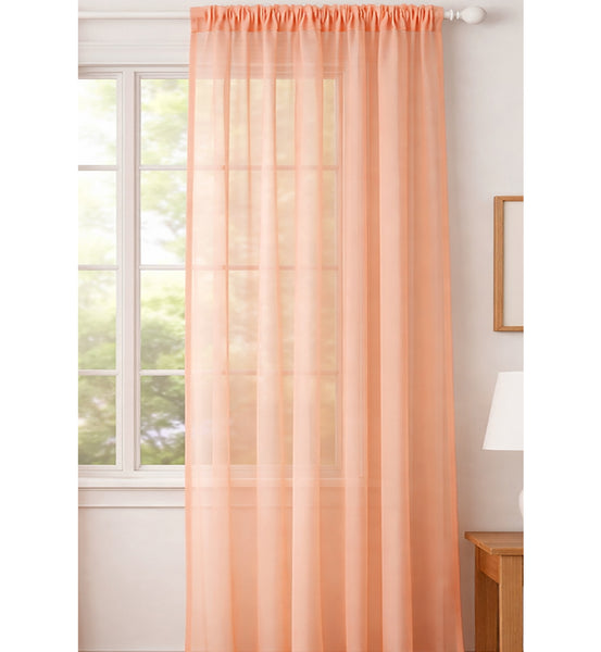 1 Piece Peach Sheer Rod Pocket Window Curtain Panel - 108" Inches Long