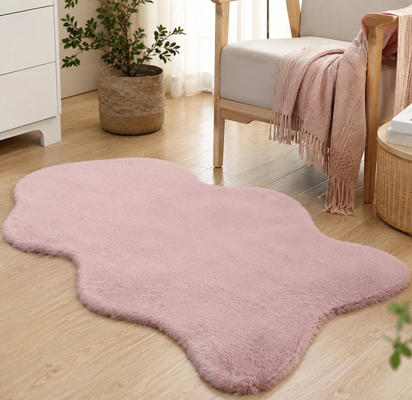 2x3 Feet Pink Faux Rabbit Fur Soft Plush Fuzzy Rug