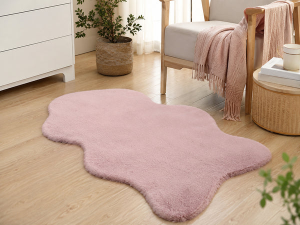 2x3 Feet Pink Faux Rabbit Fur Soft Plush Fuzzy Rug