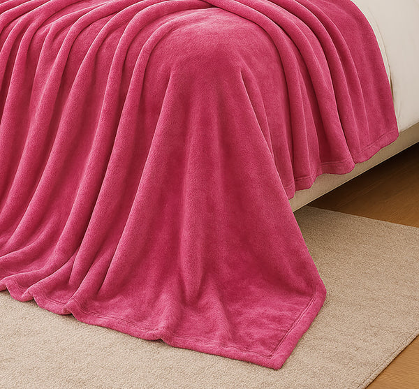 Pink Super Soft Warm Flannel Fleece Plush Microfiber Bed Throw Blanket