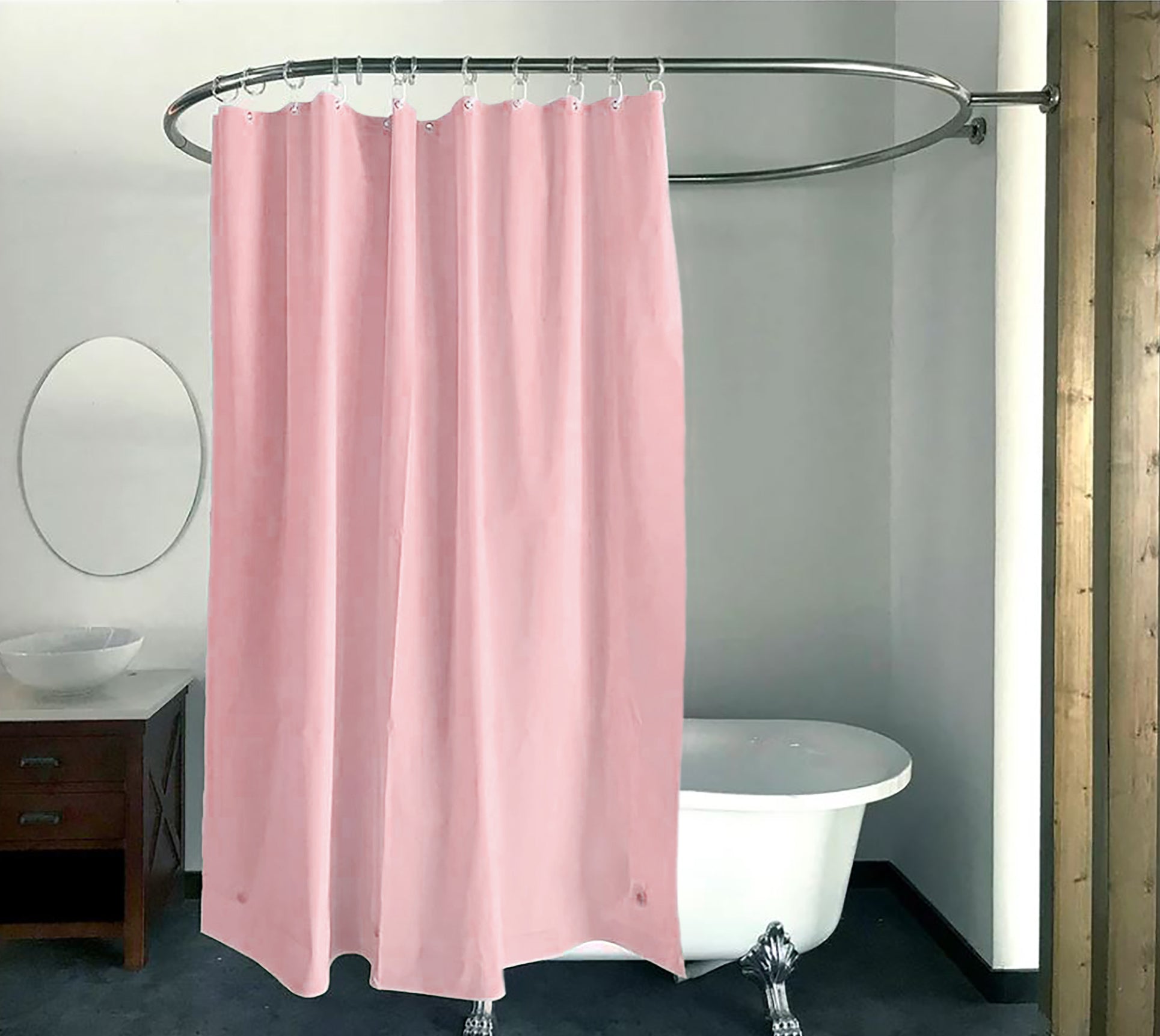 70" x 72" - Pink Vinyl Shower Curtain Liner Waterproof