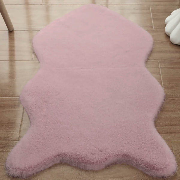 2x3 Feet Pink Faux Rabbit Fur Soft Plush Fuzzy Rug