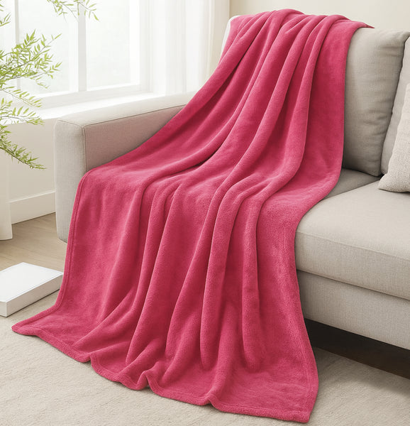 Pink Super Soft Warm Flannel Fleece Plush Microfiber Bed Throw Blanket