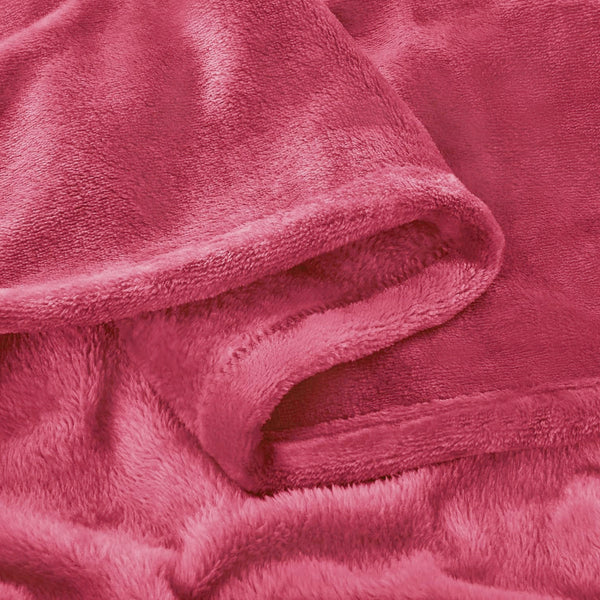 Pink Super Soft Warm Flannel Fleece Plush Microfiber Bed Throw Blanket