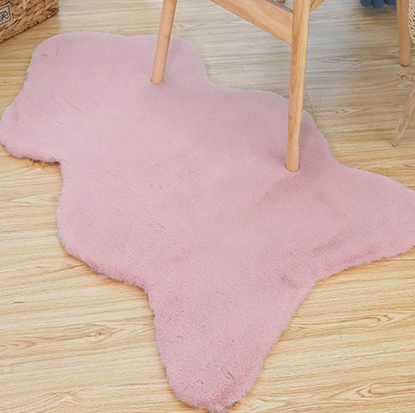 2x3 Feet Pink Faux Rabbit Fur Soft Plush Fuzzy Rug