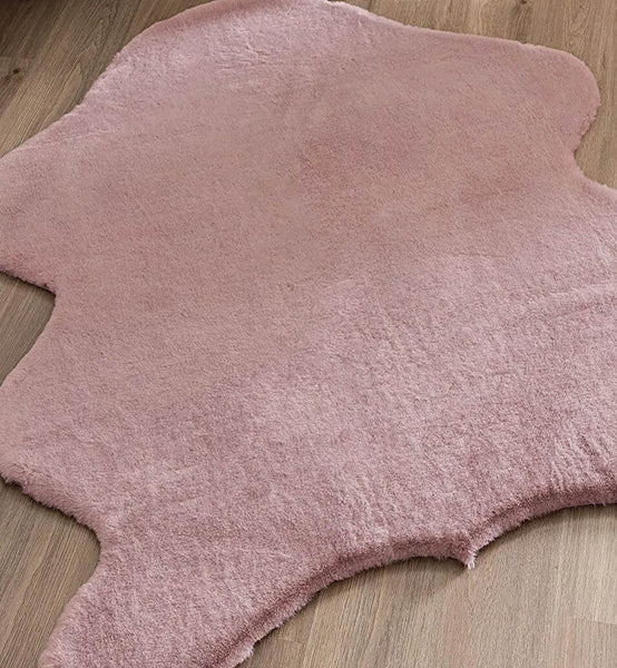 2x3 Feet Pink Faux Rabbit Fur Soft Plush Fuzzy Rug
