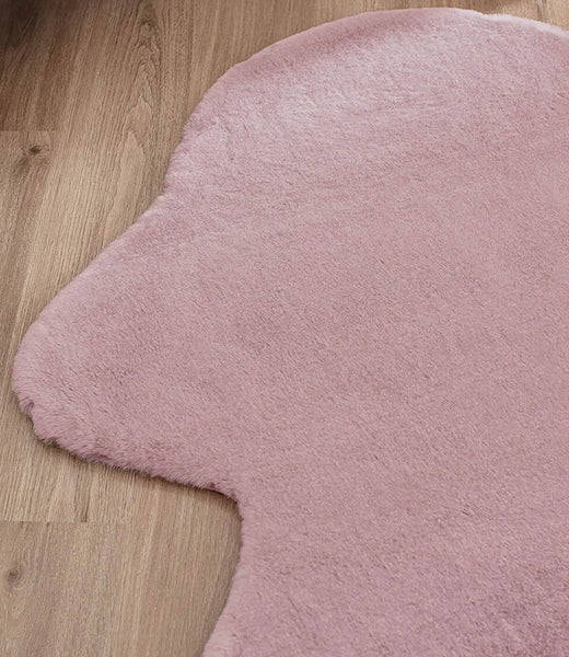 2x3 Feet Pink Faux Rabbit Fur Soft Plush Fuzzy Rug