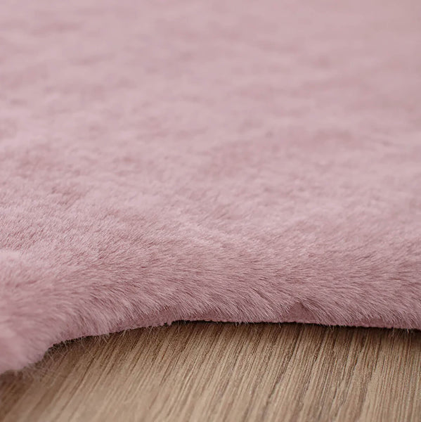 2x3 Feet Pink Faux Rabbit Fur Soft Plush Fuzzy Rug