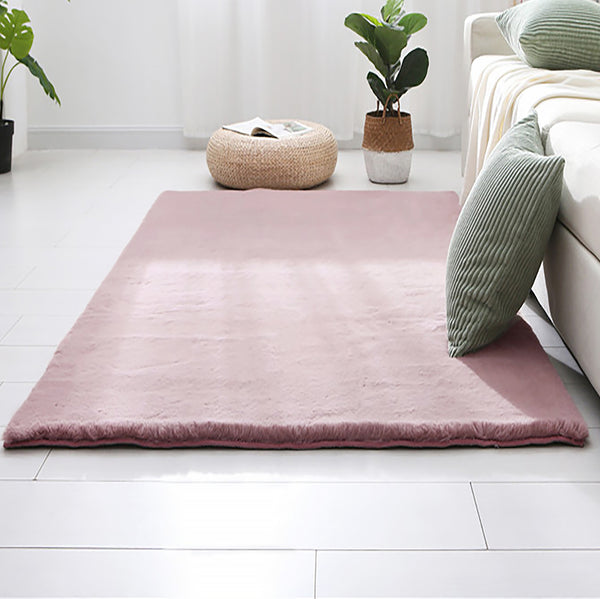 Pink Faux Rabbit Fur Soft Plush Fuzzy Rug - 34" x 58"