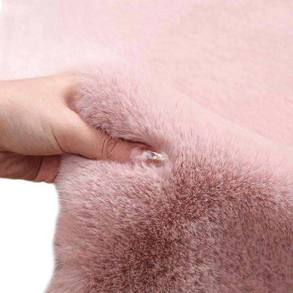 2x3 Feet Pink Faux Rabbit Fur Soft Plush Fuzzy Rug