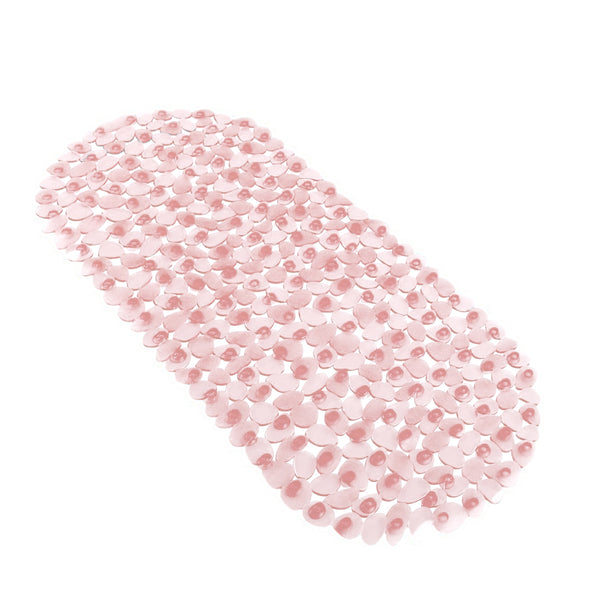 Pink Stone Pebbles Vinyl Non-Slip Bathtub Shower Mat With Suction Cups -26" x14"