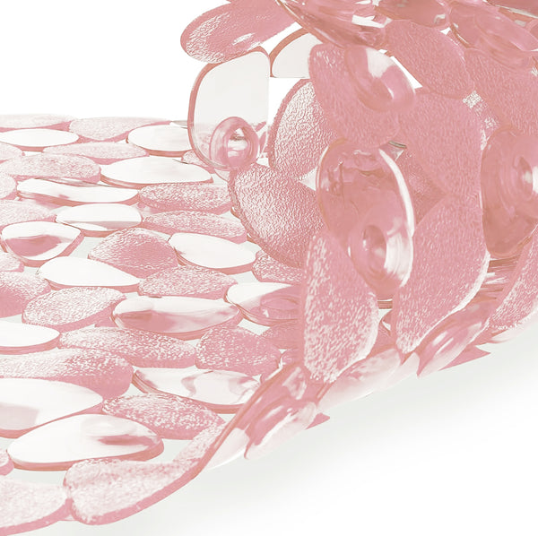 Pink Stone Pebbles Vinyl Non-Slip Bathtub Shower Mat With Suction Cups -26" x14"