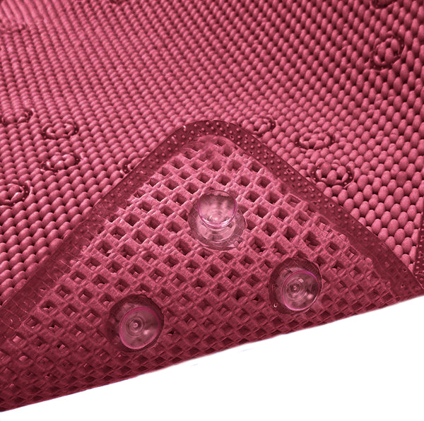 Pink Non-Slip Foam Bathtub Shower Mat With Suction Cups