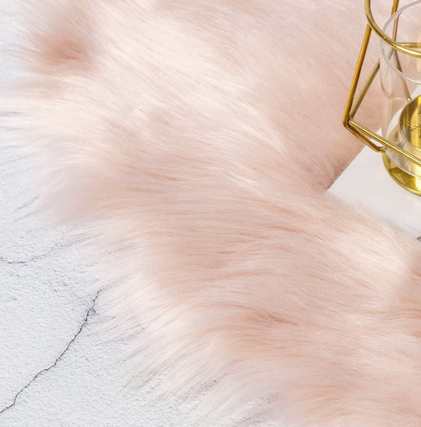 2x3 Feet Pink Faux Fur Sheepskin Soft Plush Fuzzy Rug