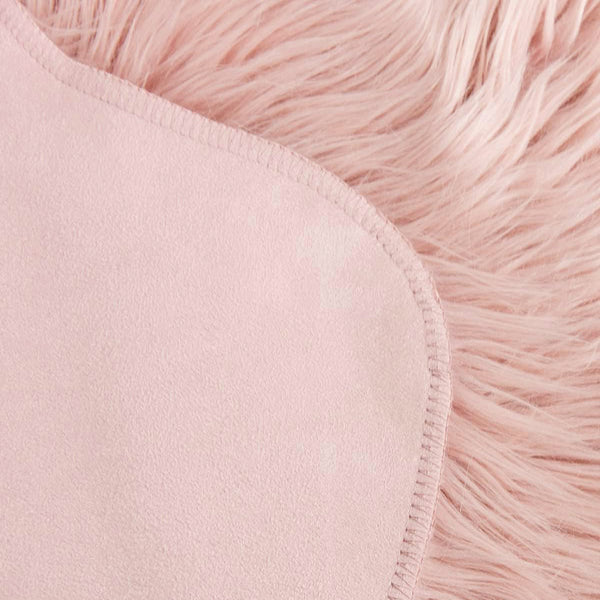 3x3 Feet Round Pink Faux Fur Sheepskin Soft Plush Fuzzy Rug
