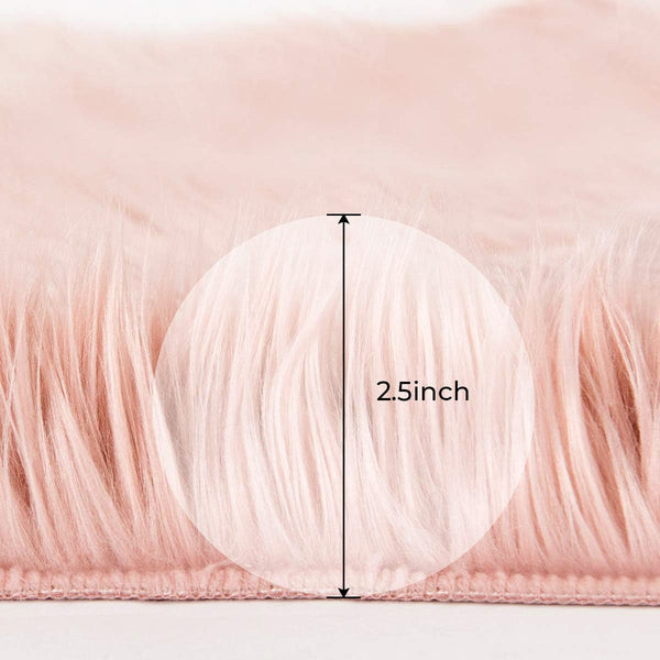 3x3 Feet Round Pink Faux Fur Sheepskin Soft Plush Fuzzy Rug