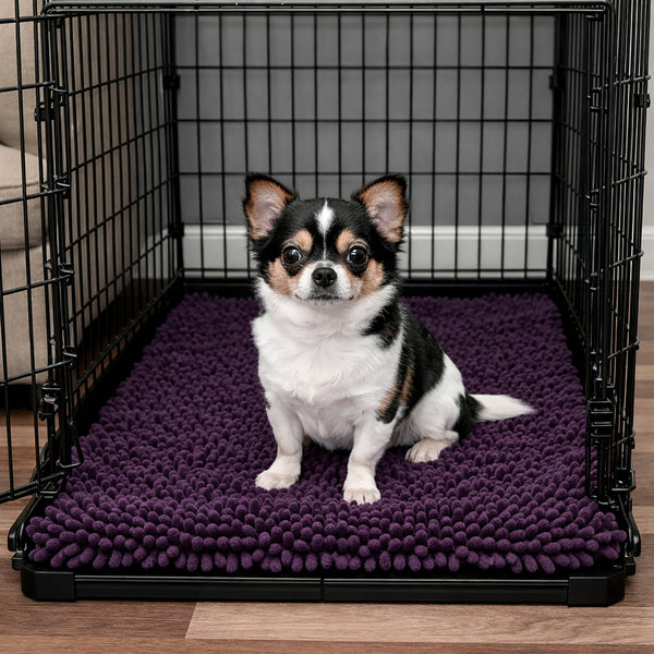 23"x15" - Purple Plum Dog Door Mat Non-Slip Super Absorbent Quick Dry Chenille Microfiber Washable Pet Rug for Muddy Paws