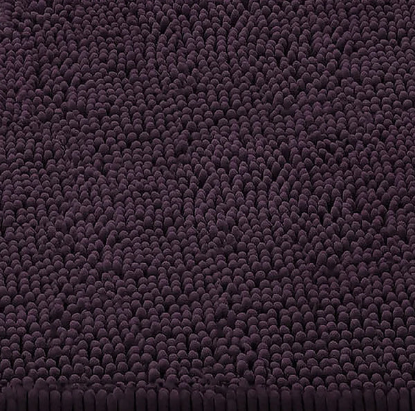 Plum Purple Soft Cozy Plush Chenille Contour Bath Mat Bathroom Rug