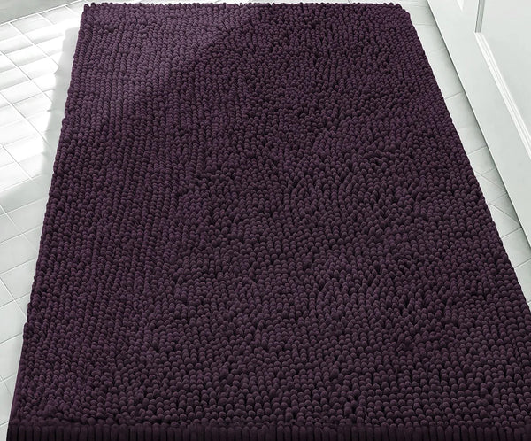 Extra Large 2 Piece Set Purple Plum Soft Cozy Plush Chenille Bath Mat Bathroom Rug