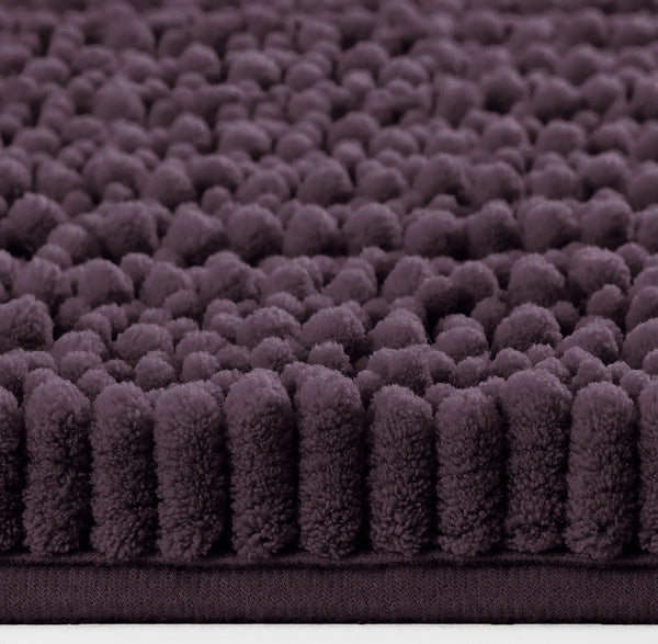 Plum Purple Soft Cozy Plush Chenille Contour Bath Mat Bathroom Rug