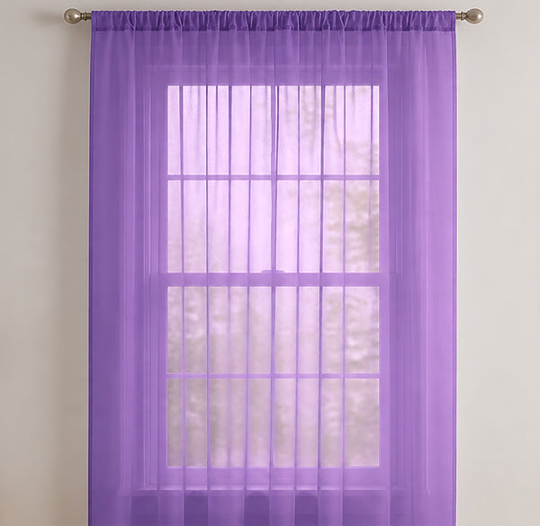 1 Piece Purple Sheer Rod Pocket Window Curtain Panel - 63" Inches Long