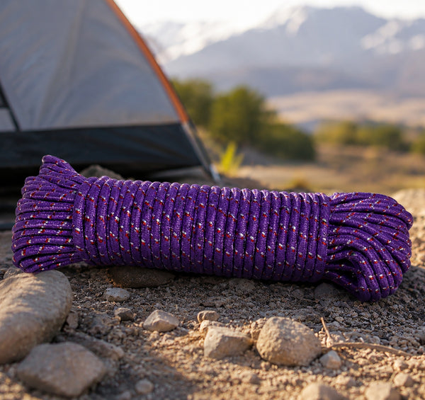 Purple Braided Utility Rope for Camping, Outdoor & Household Use - 98.5 Feet