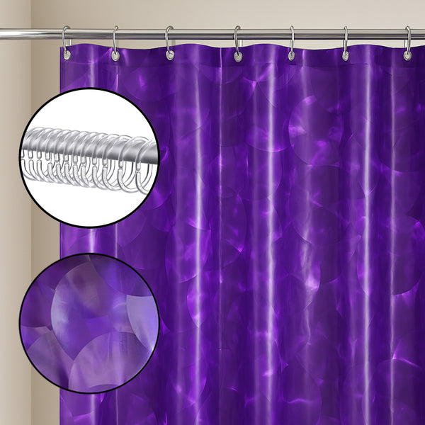 Purple Circles Geometric Glam luxury Vinyl Shower Curtain With 12 Plastic Curtain Hooks - 71" x 71"