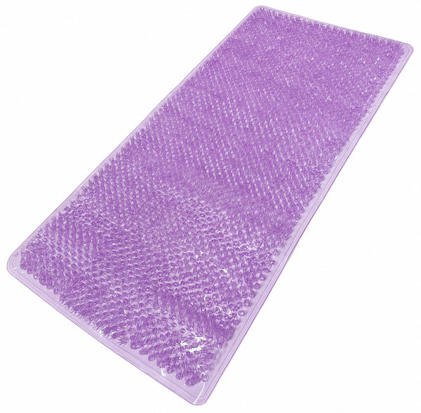 Purple Transparent Non-Slip Shower Tub Mat PVC Bathtub Safety Mat with Suction Cups & Soft Massage Loofah Surface - 35"x16"